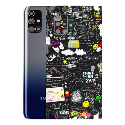 Samsung M/F/Note/Flip and C Phone Skins (All Models) - Black Creatives Doodles - 3D Embossed Finish (L-311) Samsung Galaxy M31s