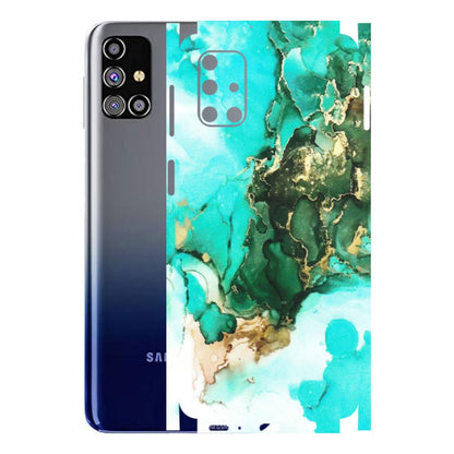 Samsung M/F/Note/Flip and C Phone Skins (All Models) - The Blue Gold Marble - Matte Finish (M-124) Samsung Galaxy M31s