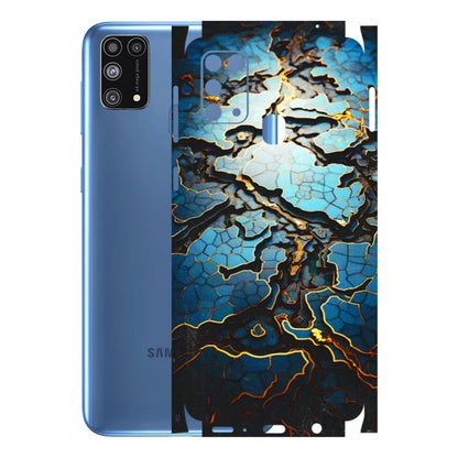 Samsung M/F/Note/Flip and C Phone Skins (All Models) - Blue Gold Abstract - 3D Embossed Finish (L-11) Samsung Galaxy M31