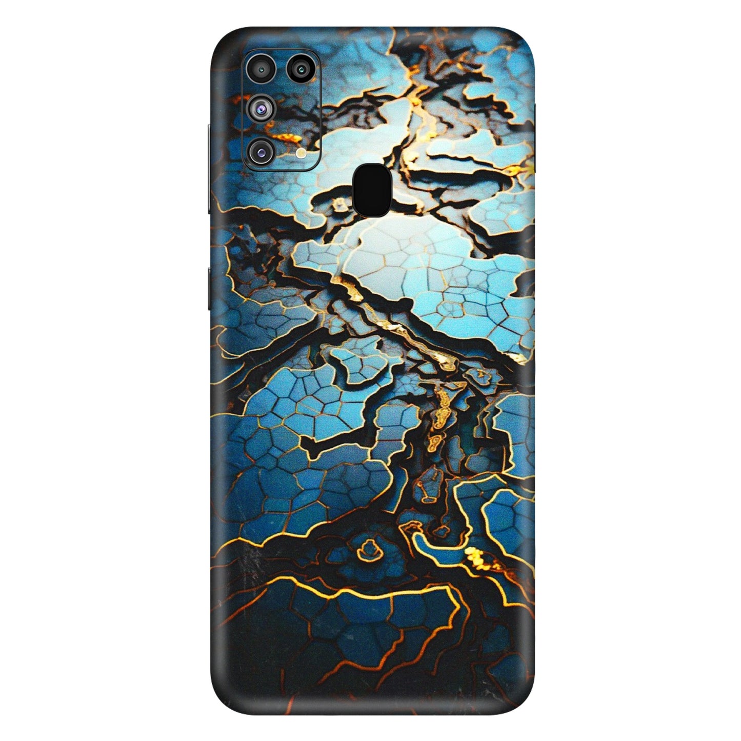 Samsung M/F/Note/Flip and C Phone Skins (All Models) - Blue Gold Abstract - 3D Embossed Finish (L-11) Samsung Galaxy M31