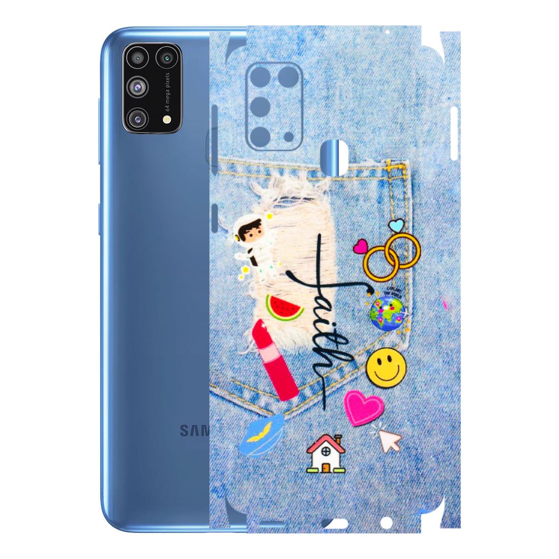Samsung M/F/Note/Flip and C Phone Skins (All Models) - Denim Jeans Pocket - 3D Embossed Finish (L-134) Samsung Galaxy M31