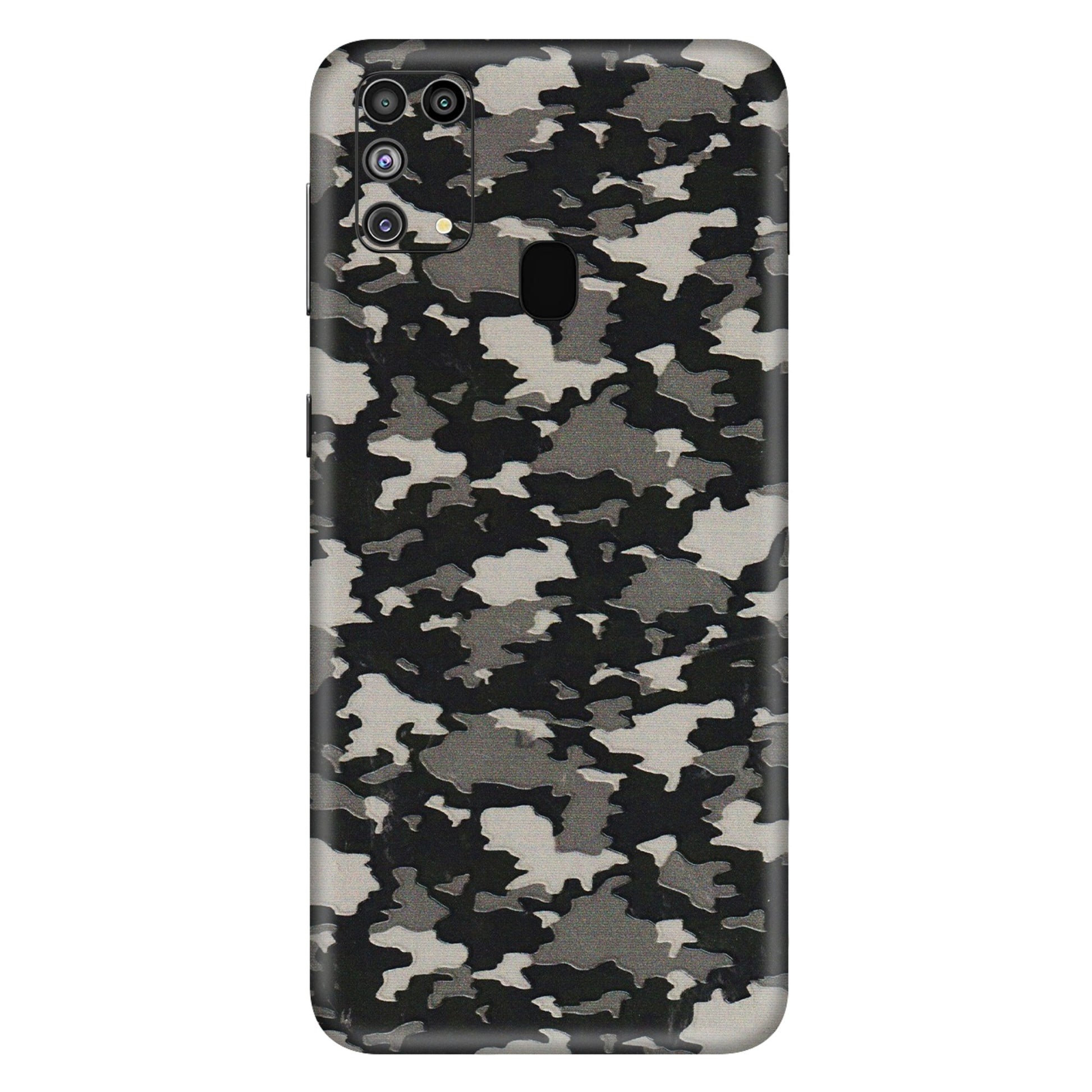 Samsung M/F/Note/Flip and C Phone Skins (All Models) - Black/Grey Camoflaunge - 3D Embossed Finish (L-142) Samsung Galaxy M31