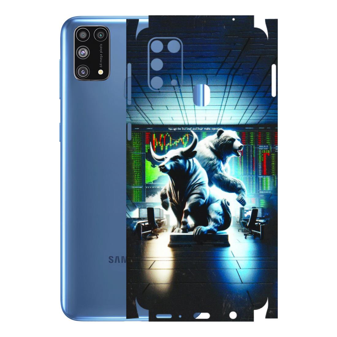 Samsung M/F/Note/Flip and C Phone Skins (All Models) - Stock Market Sensex Bear vs Bulls - 3D Embossed Finish (L-15) Samsung Galaxy M31