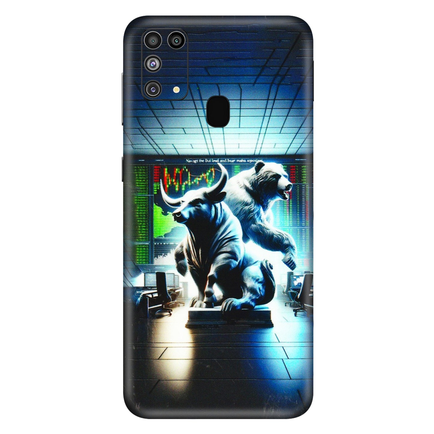 Samsung M/F/Note/Flip and C Phone Skins (All Models) - Stock Market Sensex Bear vs Bulls - 3D Embossed Finish (L-15) Samsung Galaxy M31