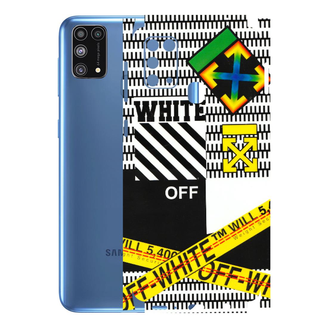 Samsung M/F/Note/Flip and C Phone Skins (All Models) - White Off Abstract - 3D Embossed Finish (L-172) Samsung Galaxy M31