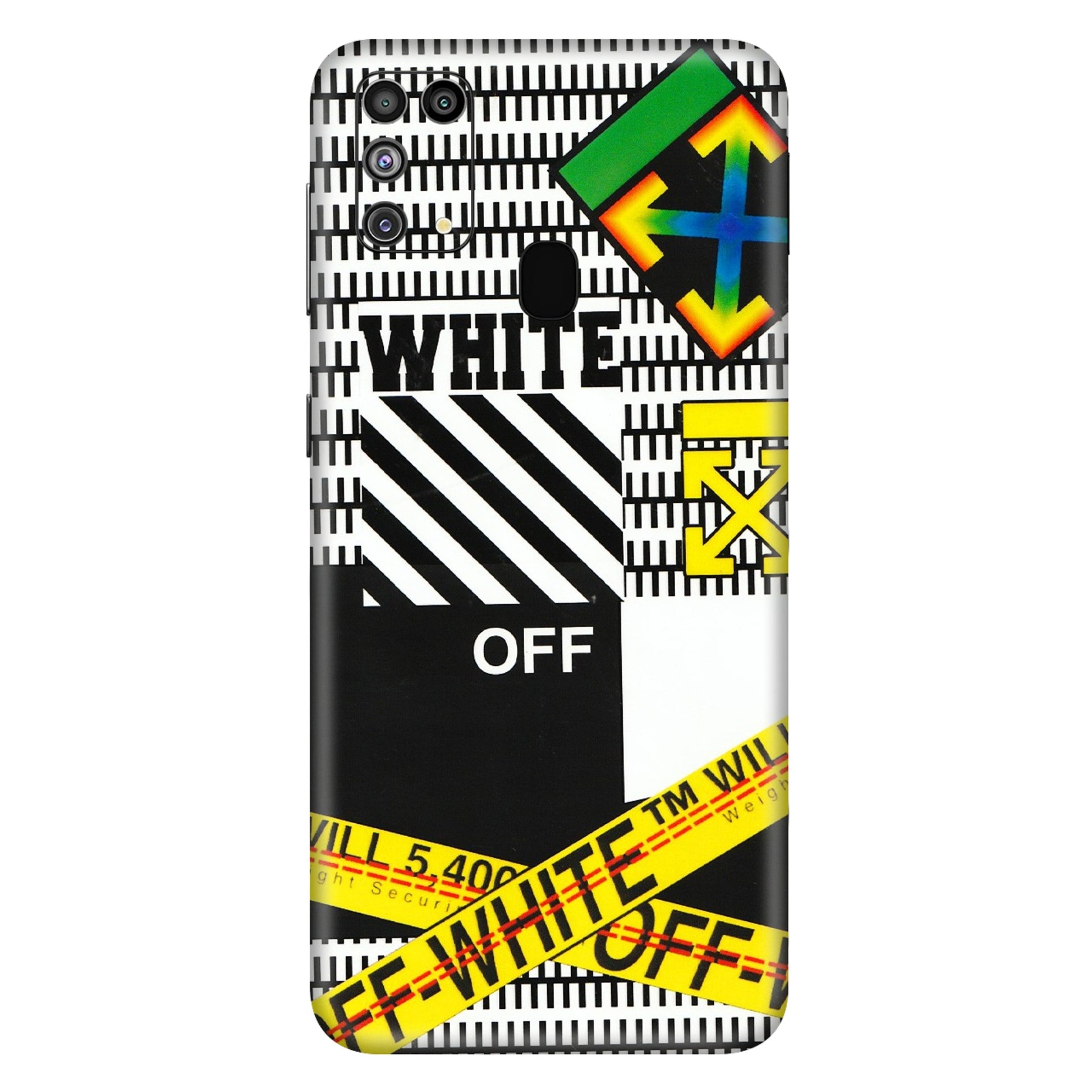 Samsung M/F/Note/Flip and C Phone Skins (All Models) - White Off Abstract - 3D Embossed Finish (L-172) Samsung Galaxy M31