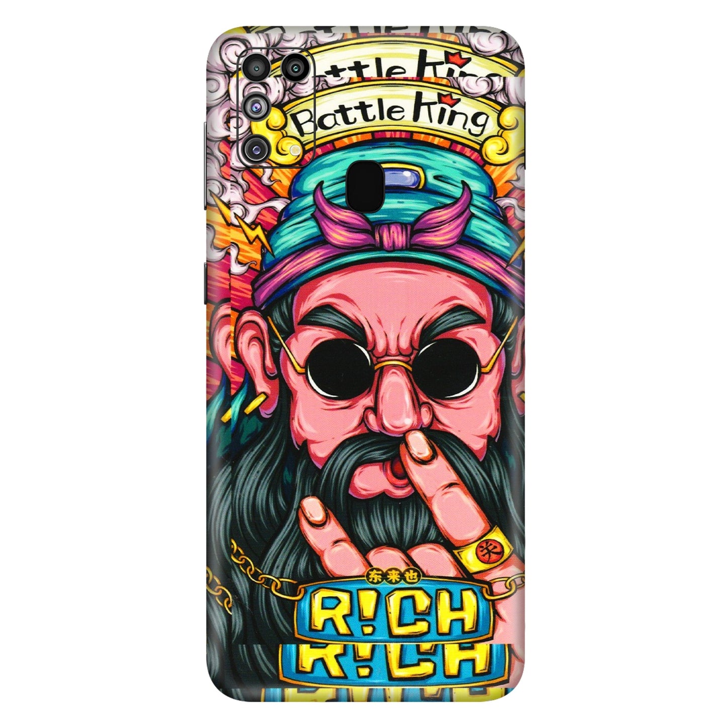 Samsung M/F/Note/Flip and C Phone Skins (All Models) - Battle King Dude Face - 3D Embossed Finish (L-178) Samsung Galaxy M31
