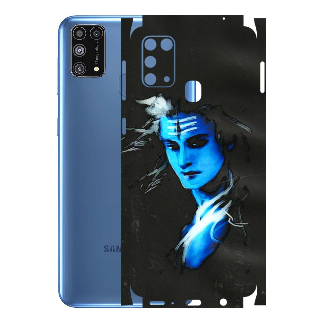 Samsung M/F/Note/Flip and C Phone Skins (All Models) - Har Har Mahadev Blue/Black - 3D Embossed Finish (L-185) Samsung Galaxy M31