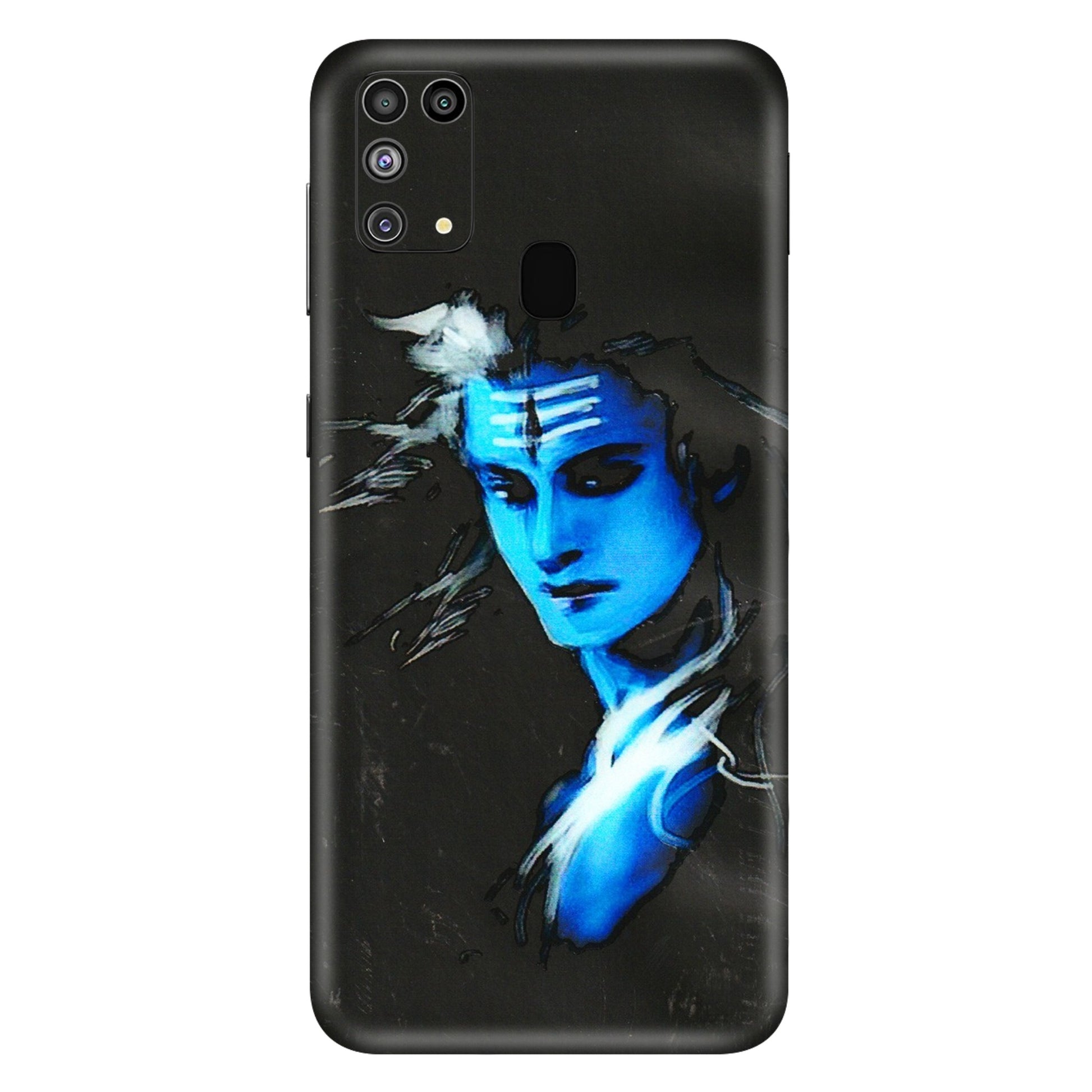 Samsung M/F/Note/Flip and C Phone Skins (All Models) - Har Har Mahadev Blue/Black - 3D Embossed Finish (L-185) Samsung Galaxy M31