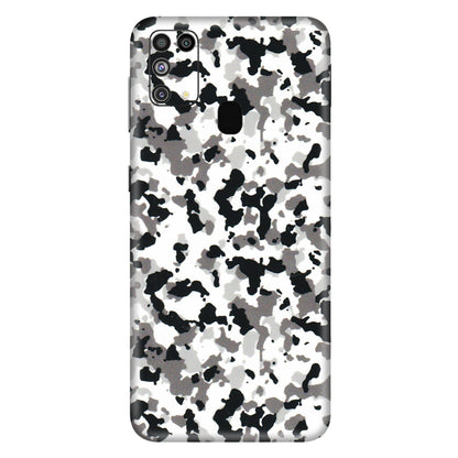 Samsung M/F/Note/Flip and C Phone Skins (All Models) - White Black Camouflage - 3D Embossed Finish (L-18) Samsung Galaxy M31