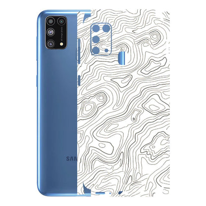 Samsung M/F/Note/Flip and C Phone Skins (All Models) - White Black Swirls - 3D Embossed Finish (L-219) Samsung Galaxy M31