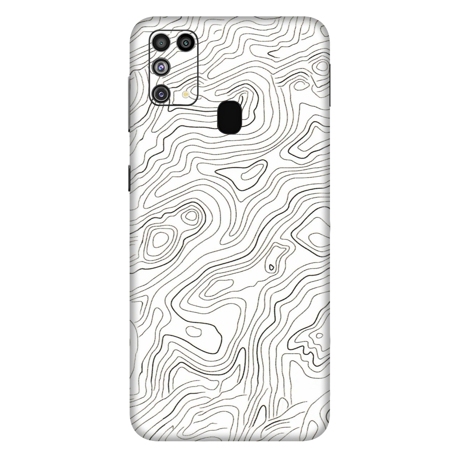 Samsung M/F/Note/Flip and C Phone Skins (All Models) - White Black Swirls - 3D Embossed Finish (L-219) Samsung Galaxy M31