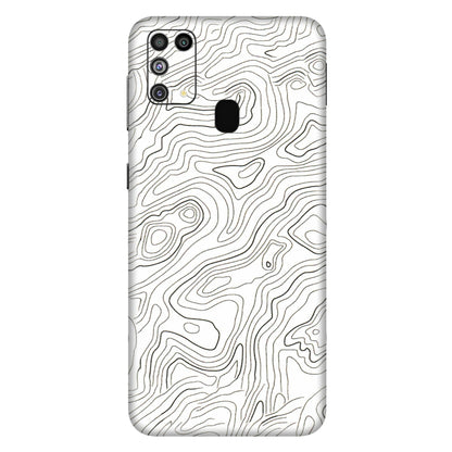 Samsung M/F/Note/Flip and C Phone Skins (All Models) - White Black Swirls - 3D Embossed Finish (L-219) Samsung Galaxy M31