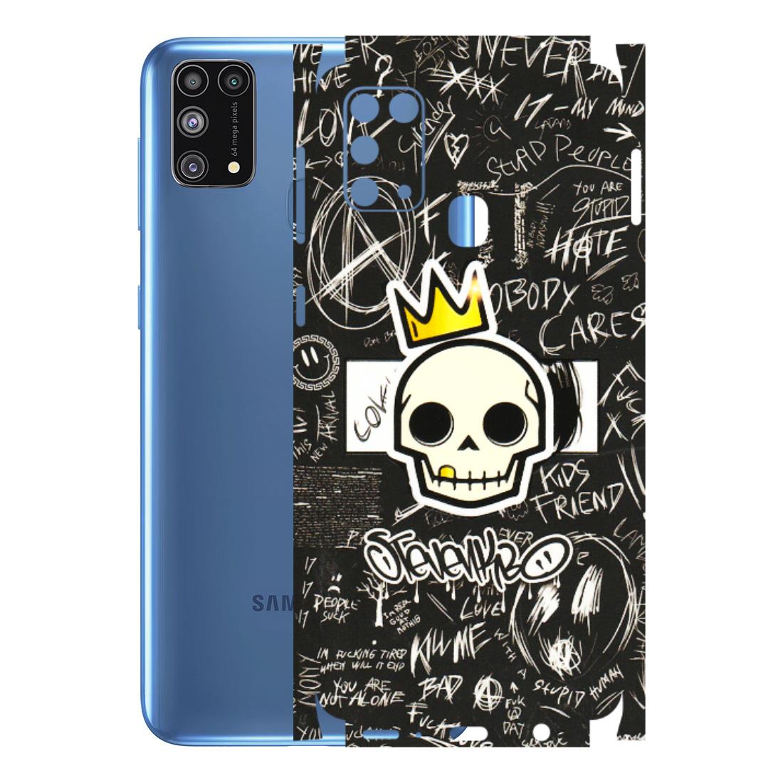 Samsung M/F/Note/Flip and C Phone Skins (All Models) - Funny Skull Black Chalk Grafitti - 3D Embossed Finish (L-22) Samsung Galaxy M31