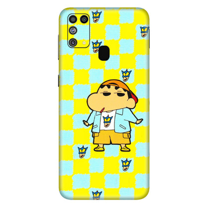 Samsung M/F/Note/Flip and C Phone Skins (All Models) - Yellow Blue Shinchan Cute - 3D Embossed Finish (L-221) Samsung Galaxy M31