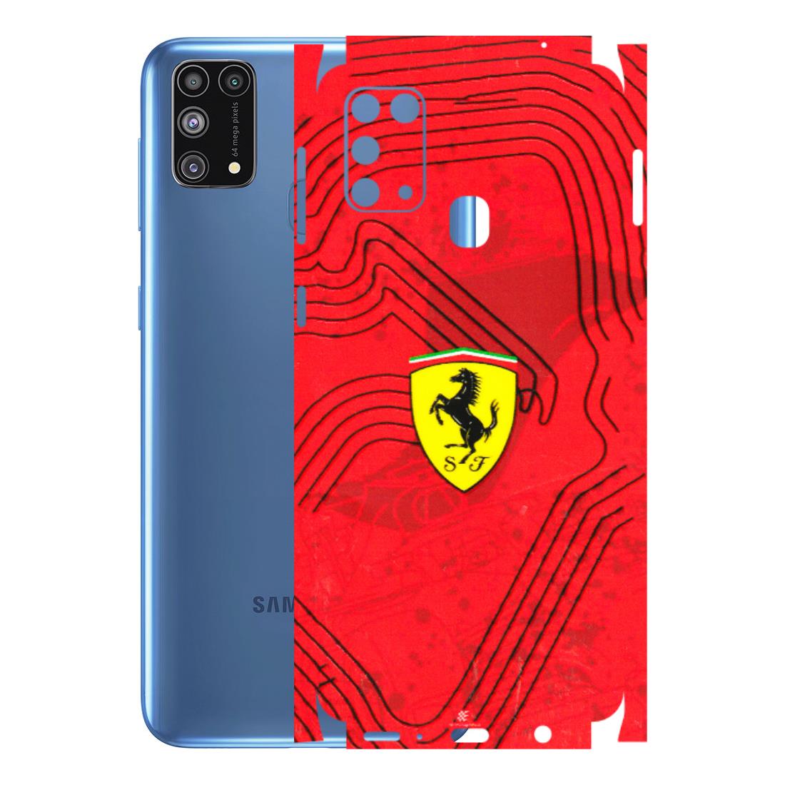 Samsung M/F/Note/Flip and C Phone Skins (All Models) - Red Ferrari Logo Stylish - 3D Embossed Finish (L-238) Samsung Galaxy M31