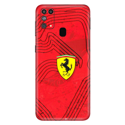 Samsung M/F/Note/Flip and C Phone Skins (All Models) - Red Ferrari Logo Stylish - 3D Embossed Finish (L-238) Samsung Galaxy M31