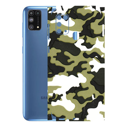 Samsung M/F/Note/Flip and C Phone Skins (All Models) - Camouflages White And Green - 3D Embossed Finish (L-243) Samsung Galaxy M31
