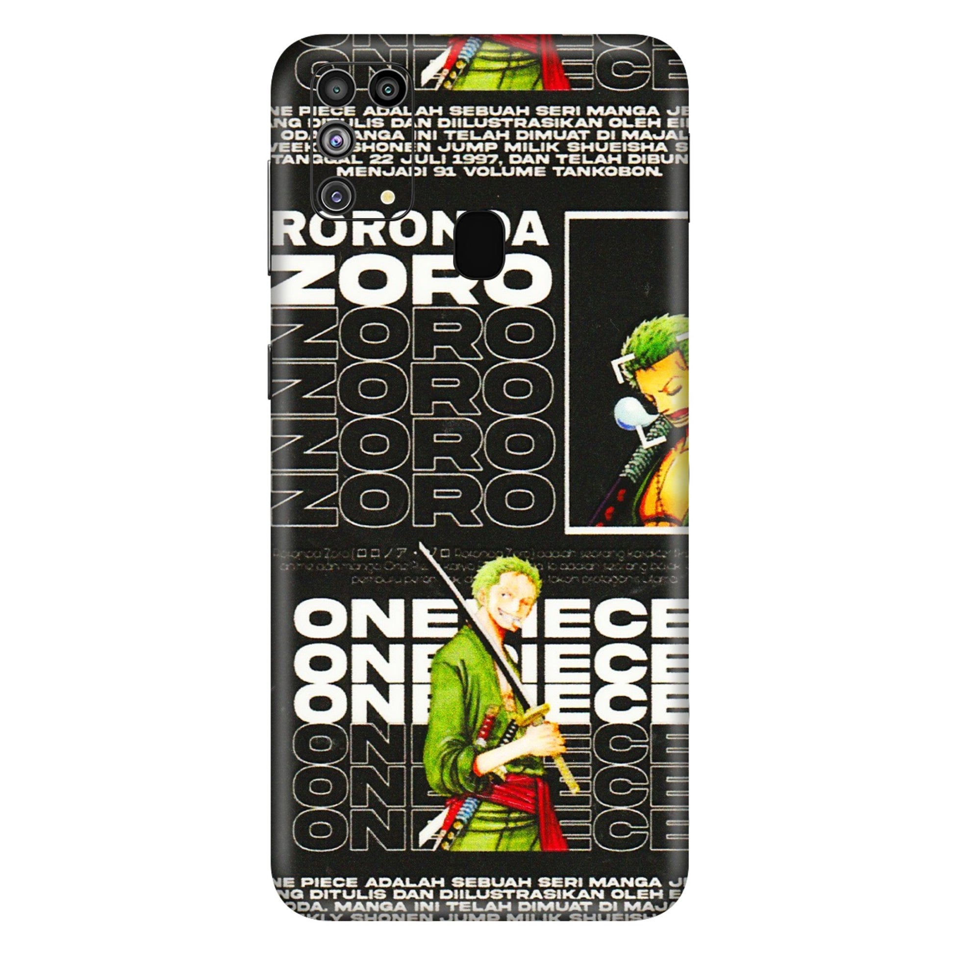 Samsung M/F/Note/Flip and C Phone Skins (All Models) - One Piece Zoro - 3D Embossed Finish (L-250) Samsung Galaxy M31