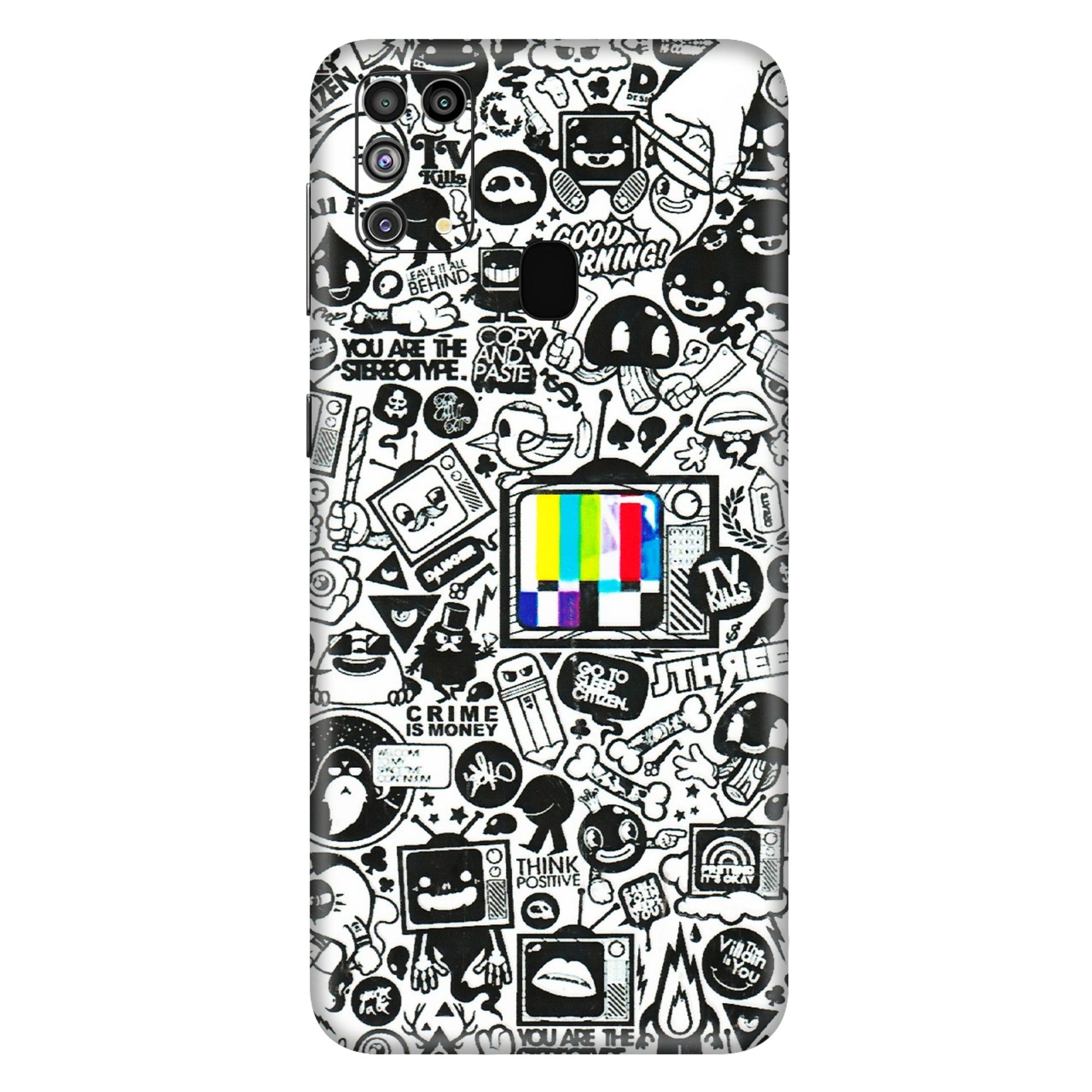 Samsung M/F/Note/Flip and C Phone Skins (All Models) - Doodles Positive Art - 3D Embossed Finish (L-263) Samsung Galaxy M31