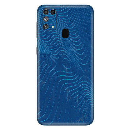 Samsung M/F/Note/Flip and C Phone Skins (All Models) - Abstract Blue Line Map - 3D Embossed Finish (L-272) Samsung Galaxy M31