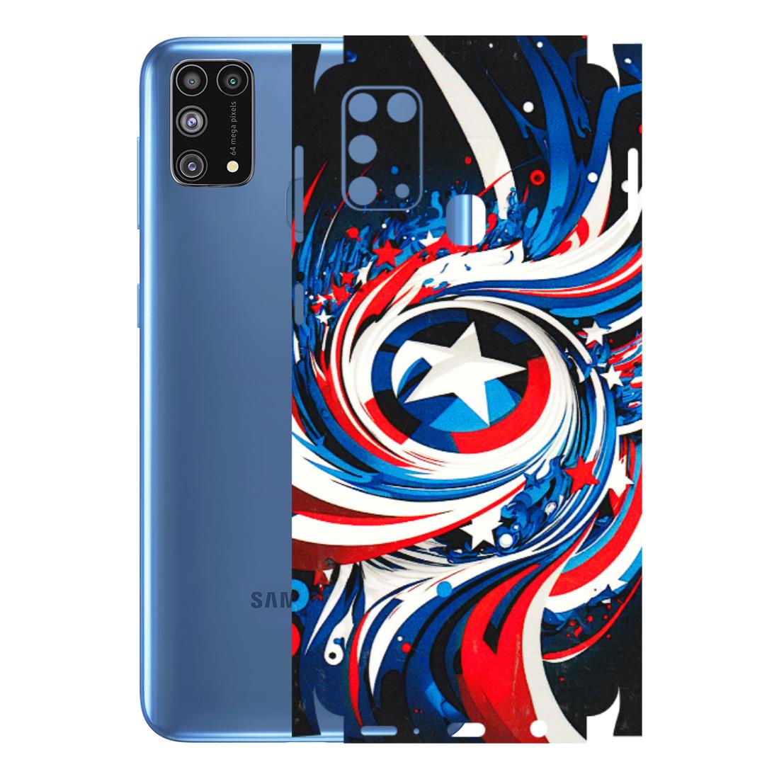 Samsung M/F/Note/Flip and C Phone Skins (All Models) - Captain America Logo - 3D Embossed Finish (L-307) Samsung Galaxy M31