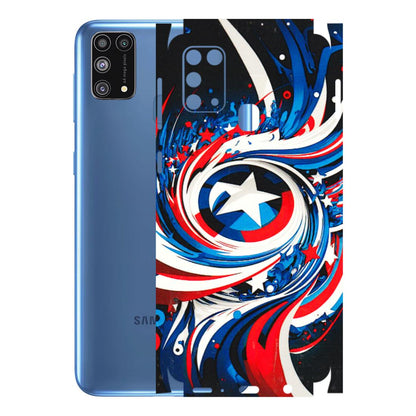 Samsung M/F/Note/Flip and C Phone Skins (All Models) - Captain America Logo - 3D Embossed Finish (L-307) Samsung Galaxy M31