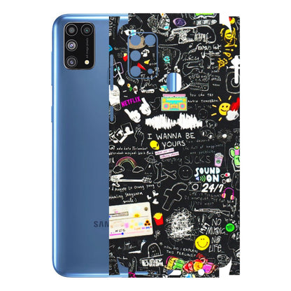 Samsung M/F/Note/Flip and C Phone Skins (All Models) - Black Creatives Doodles - 3D Embossed Finish (L-311) Samsung Galaxy M31