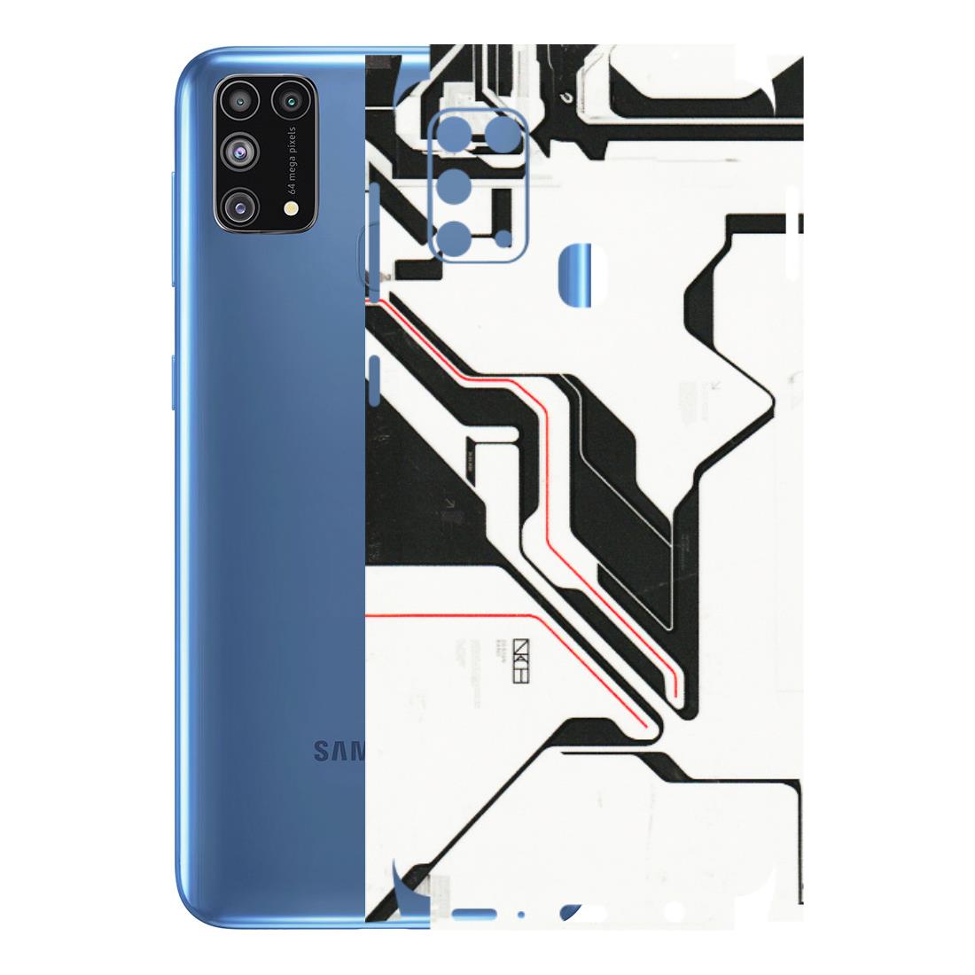 Samsung M/F/Note/Flip and C Phone Skins (All Models) - White Techy Logo - 3D Embossed Finish (L-312) Samsung Galaxy M31