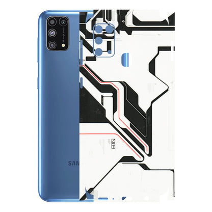 Samsung M/F/Note/Flip and C Phone Skins (All Models) - White Techy Logo - 3D Embossed Finish (L-312) Samsung Galaxy M31