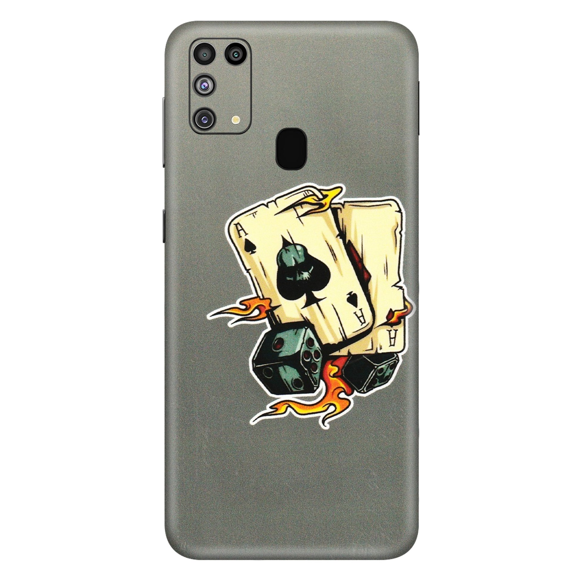 Samsung M/F/Note/Flip and C Phone Skins (All Models) - Grey Cards Of Ace - 3D Embossed Finish (L-77) Samsung Galaxy M31