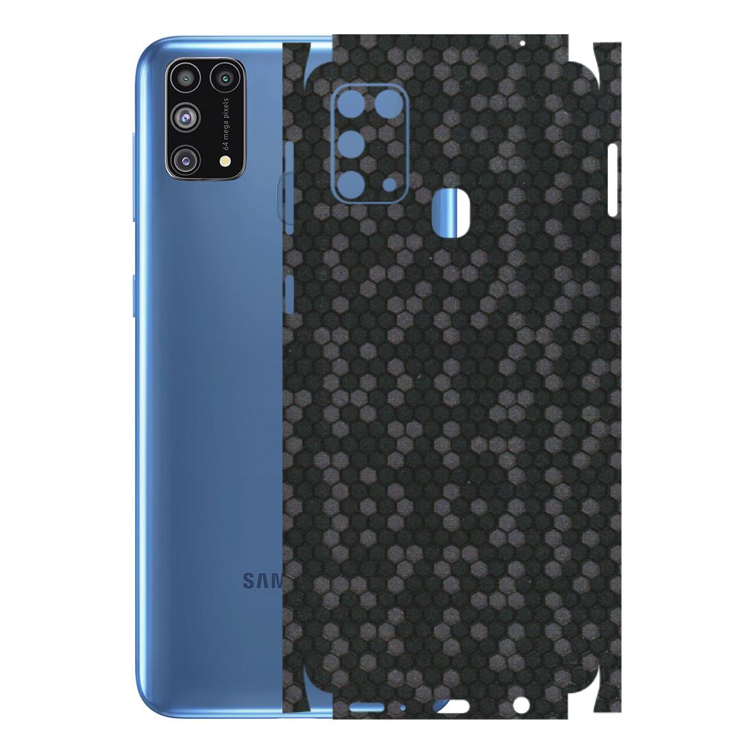 Samsung M/F/Note/Flip and C Phone Skins (All Models) - Black Grey Honeycomb Sober - 3D Embossed Finish (L-85) Samsung Galaxy M31