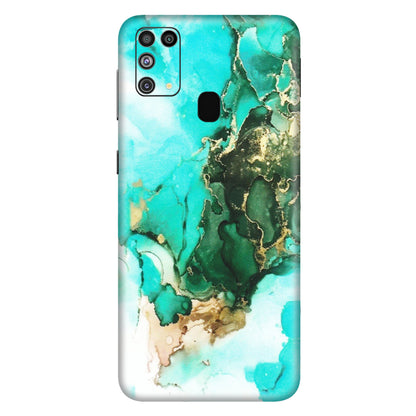 Samsung M/F/Note/Flip and C Phone Skins (All Models) - The Blue Gold Marble - Matte Finish (M-124) Samsung Galaxy M31