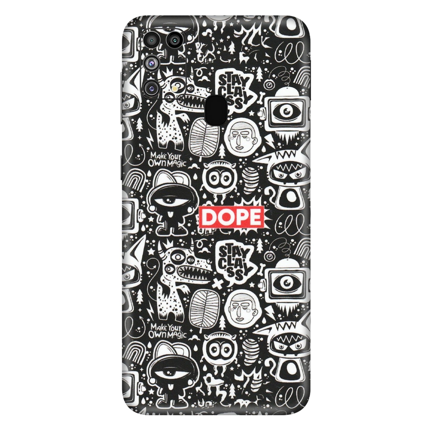 Samsung M/F/Note/Flip and C Phone Skins (All Models) - Dope Stay Classy Black Doodles - Matte Finish (M-126) Samsung Galaxy M31