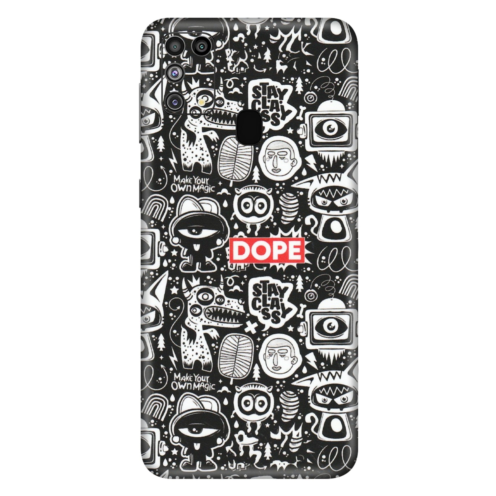 Samsung M/F/Note/Flip and C Phone Skins (All Models) - Dope Stay Classy Black Doodles - Matte Finish (M-126) Samsung Galaxy M31
