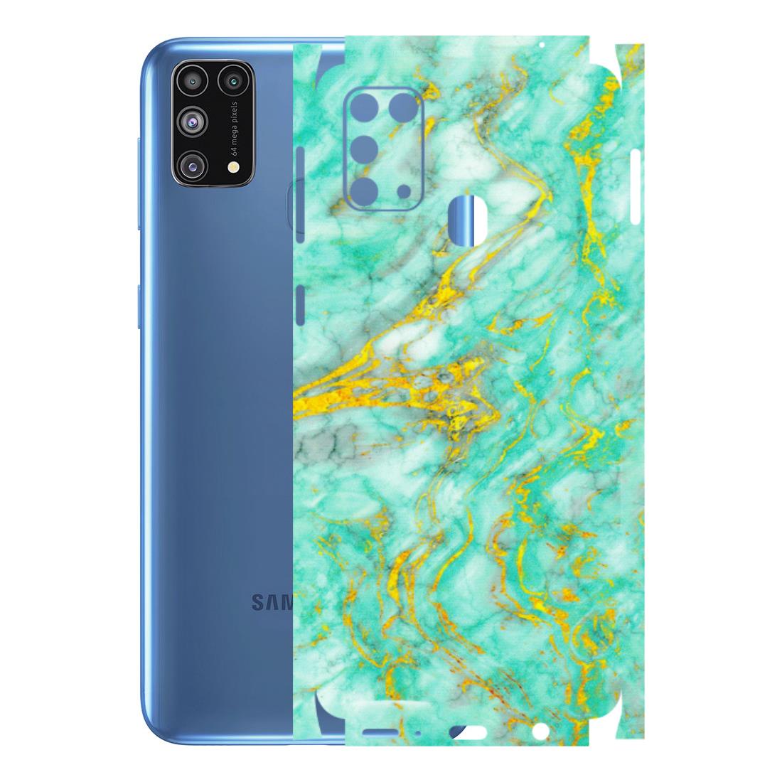 Samsung M/F/Note/Flip and C Phone Skins (All Models) - Green And Gold Marble Feel - Matte Finish (M-16) Samsung Galaxy M31