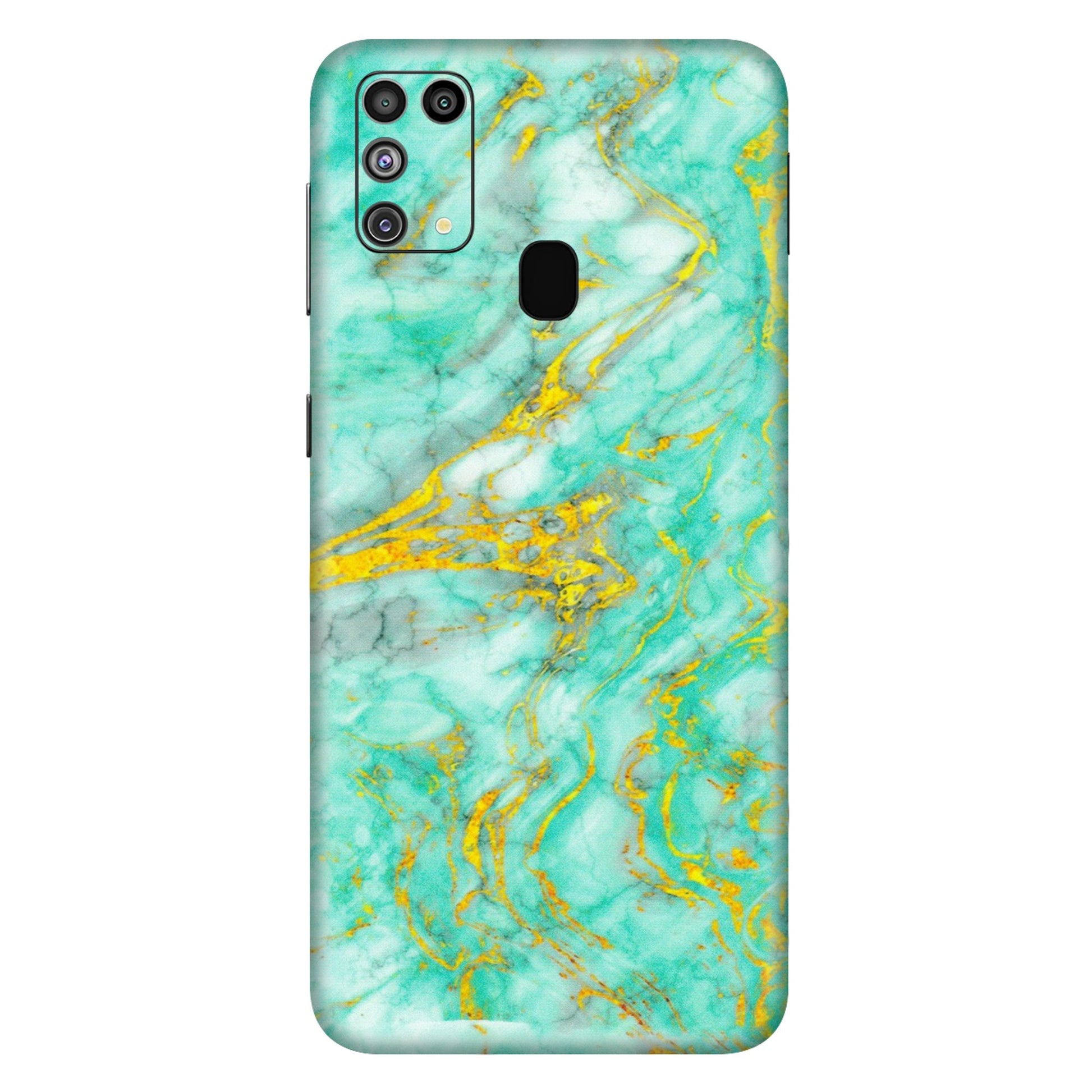 Samsung M/F/Note/Flip and C Phone Skins (All Models) - Green And Gold Marble Feel - Matte Finish (M-16) Samsung Galaxy M31