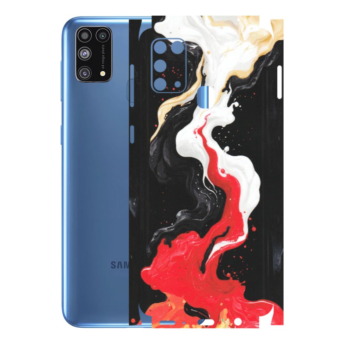 Samsung M/F/Note/Flip and C Phone Skins (All Models) - Black Red White Paint Splash Fusion - Matte Finish (M-56) Samsung Galaxy M31