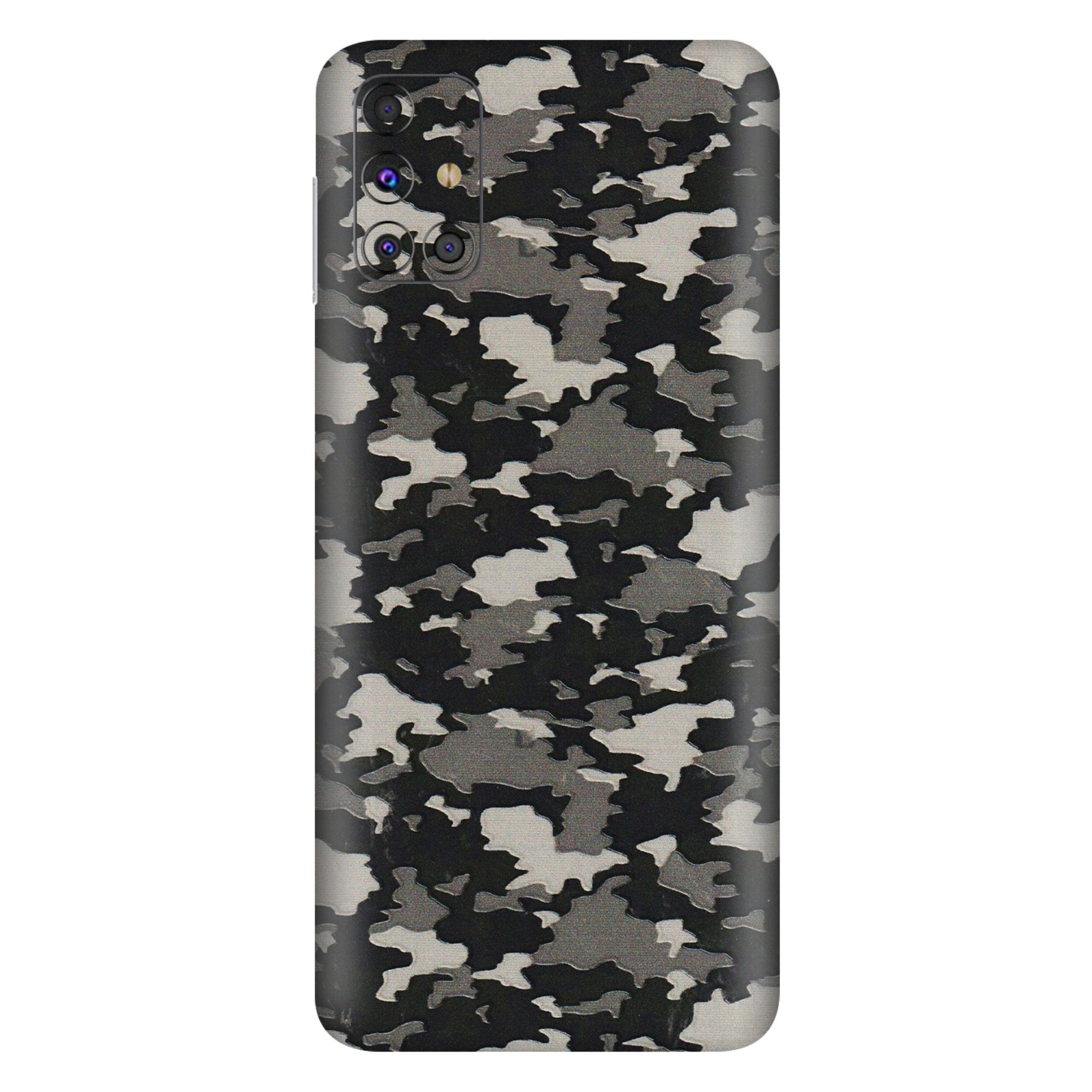 Samsung M/F/Note/Flip and C Phone Skins (All Models) - Black/Grey Camoflaunge - 3D Embossed Finish (L-142) Samsung Galaxy M31s