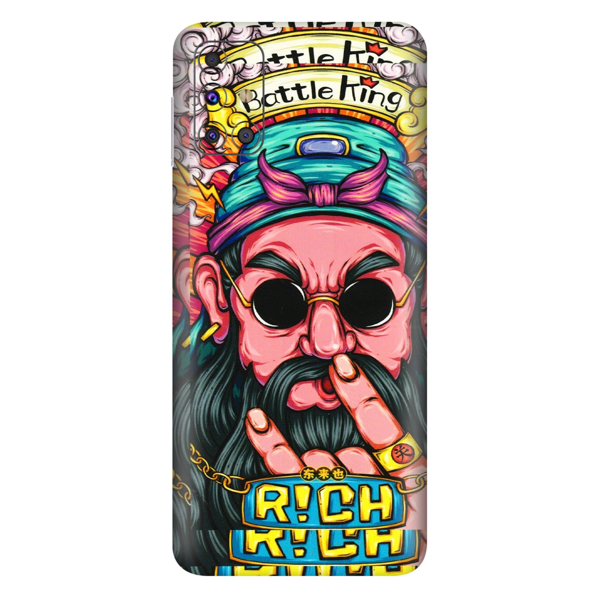 Samsung M/F/Note/Flip and C Phone Skins (All Models) - Battle King Dude Face - 3D Embossed Finish (L-178) Samsung Galaxy M31s