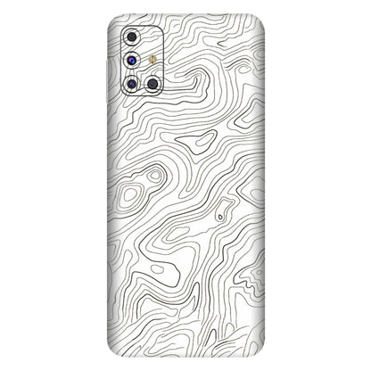 Samsung M/F/Note/Flip and C Phone Skins (All Models) - White Black Swirls - 3D Embossed Finish (L-219) Samsung Galaxy M31s