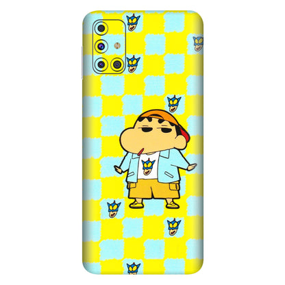 Samsung M/F/Note/Flip and C Phone Skins (All Models) - Yellow Blue Shinchan Cute - 3D Embossed Finish (L-221) Samsung Galaxy M31s