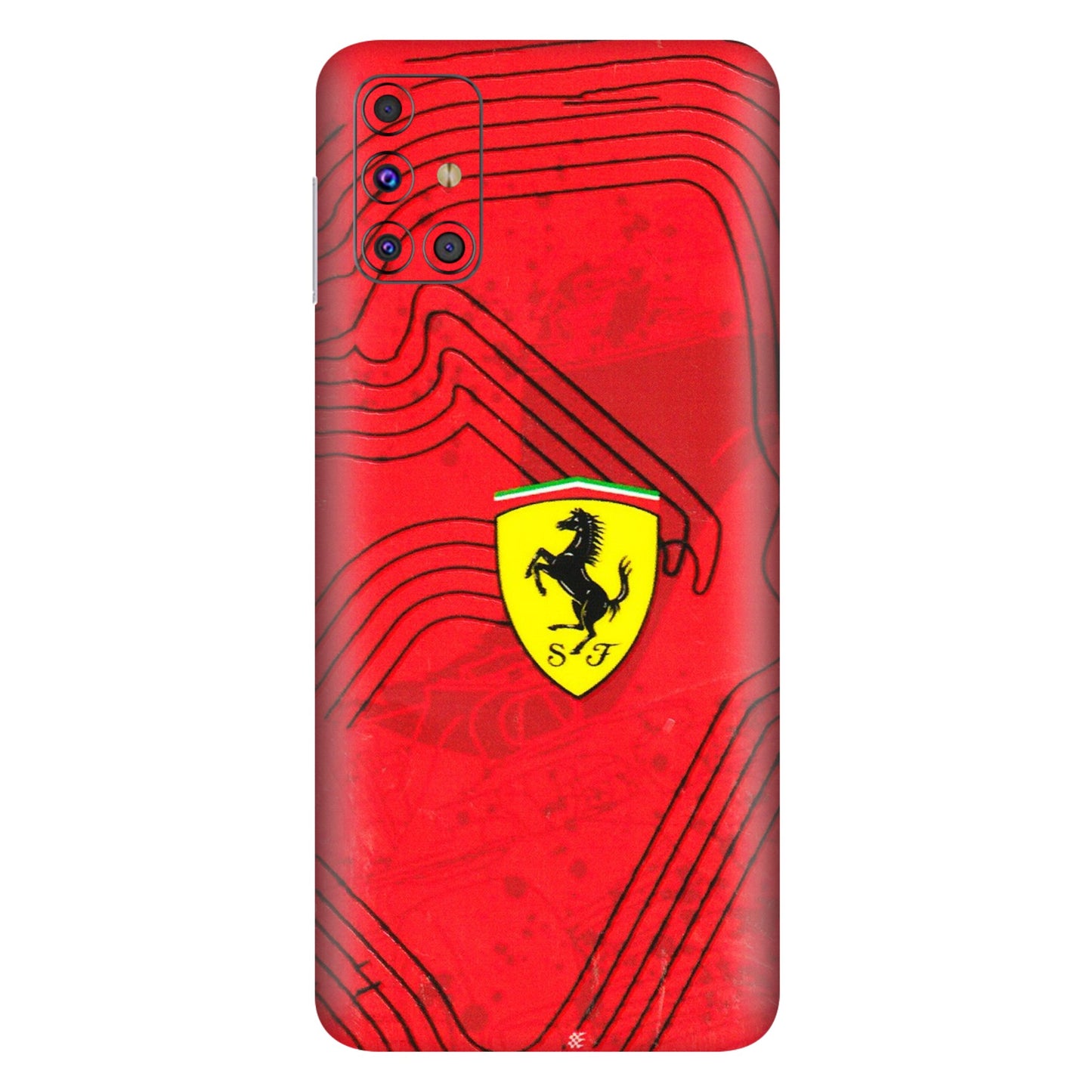 Samsung M/F/Note/Flip and C Phone Skins (All Models) - Red Ferrari Logo Stylish - 3D Embossed Finish (L-238) Samsung Galaxy M31s