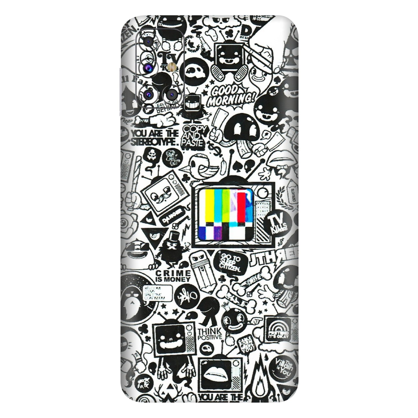 Samsung M/F/Note/Flip and C Phone Skins (All Models) - Doodles Positive Art - 3D Embossed Finish (L-263) Samsung Galaxy M31s