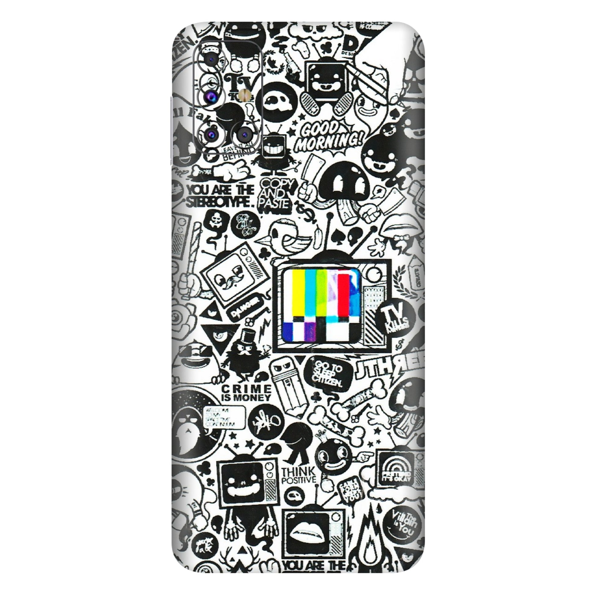 Samsung M/F/Note/Flip and C Phone Skins (All Models) - Doodles Positive Art - 3D Embossed Finish (L-263) Samsung Galaxy M31s