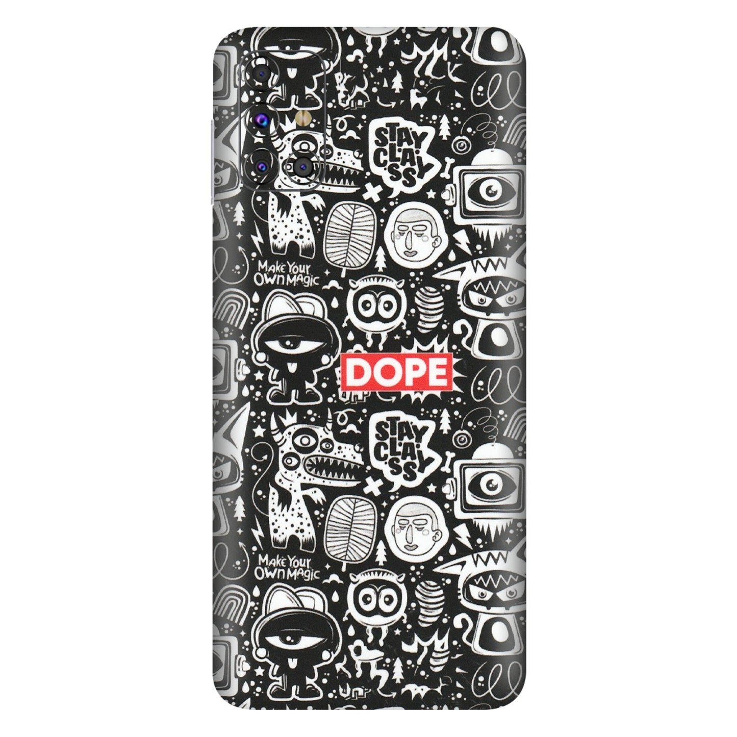 Samsung M/F/Note/Flip and C Phone Skins (All Models) - Dope Stay Classy Black Doodles - Matte Finish (M-126) Samsung Galaxy M31s