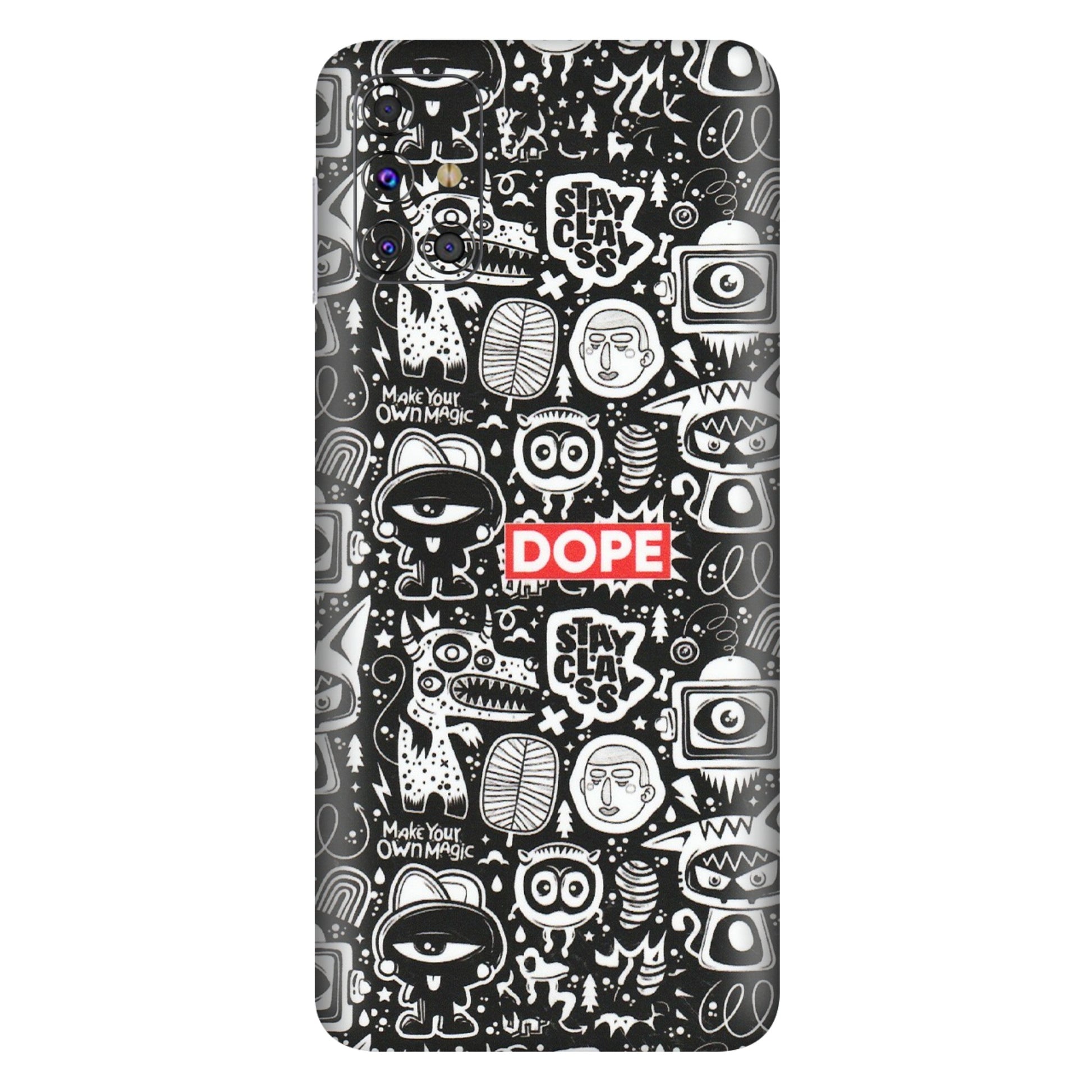 Samsung M/F/Note/Flip and C Phone Skins (All Models) - Dope Stay Classy Black Doodles - Matte Finish (M-126) Samsung Galaxy M31s