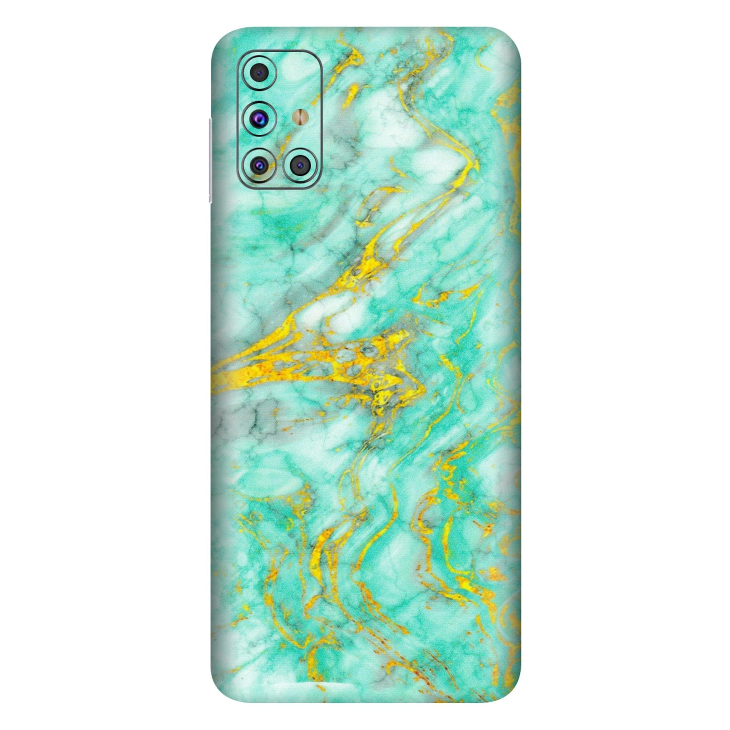 Samsung M/F/Note/Flip and C Phone Skins (All Models) - Green And Gold Marble Feel - Matte Finish (M-16) Samsung Galaxy M31s