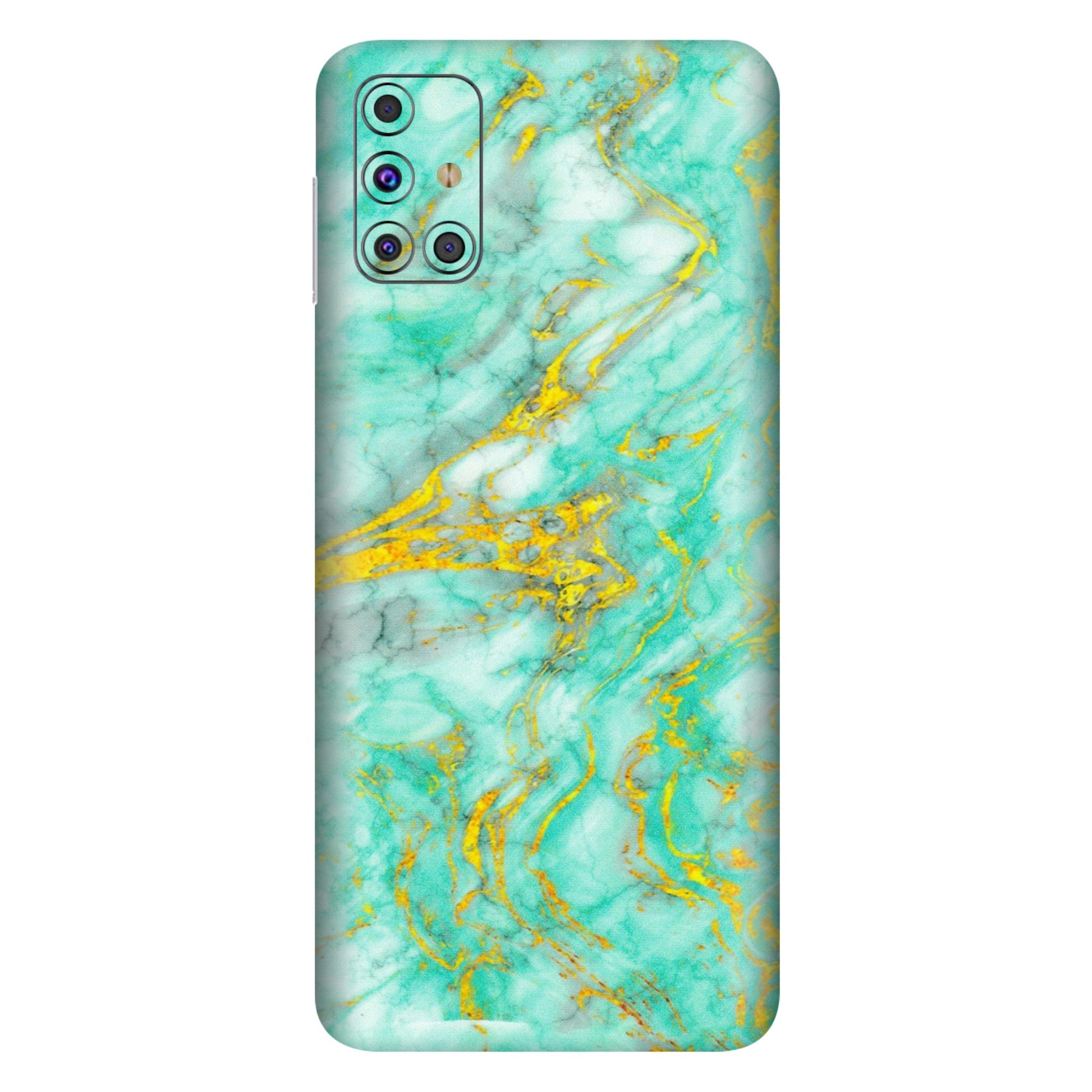 Samsung M/F/Note/Flip and C Phone Skins (All Models) - Green And Gold Marble Feel - Matte Finish (M-16) Samsung Galaxy M31s