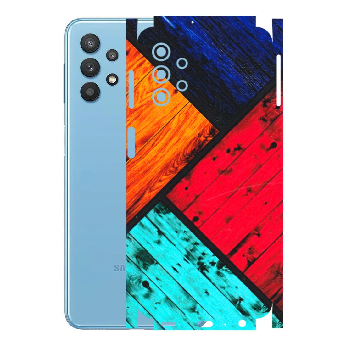 Samsung M/F/Note/Flip and C Phone Skins (All Models) - Colourful Wood Panels Abstract - 3D Embossed Finish (L-09) Samsung Galaxy M32 (5G)